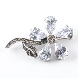 Sterling Silver Brooch and Pendant with Cubic Zirc